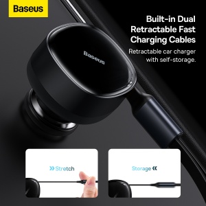 Baseus Car Charger Enjoyment Retractable 2 in 1 - Type C + Lightning - 30W (CGTX000001) Negru, MGŁAD001546 - Img 7
