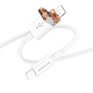 Borofone Cable BX102 Winner - USB + Type C to Lightning - PD 27W 1 metre white - Img 2
