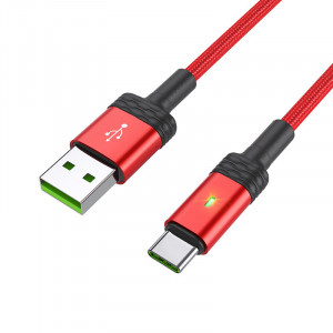Borofone Cablu BU30 Lynk Smart power-off - USB to Tip C - 5A 1,2 metri red