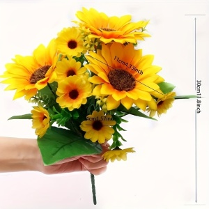 Buchet artificial de floarea-soarelui – 13 fire decorative cu aspect natural, TMGF83638 - Img 7