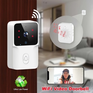 Camera inteligenta WiFi pentru sonerie, interfon bidirectional, video HD, vedere nocturna imbunatatita, sistem de securitate cu schimbarea vocii, reincarcabila, alimentata prin USB, 36 V max, baterie de 800 mAh, PMMN332841