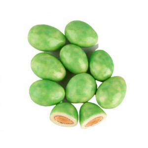 Drajeuri din ciocolata alba cu migdale si menta 200g