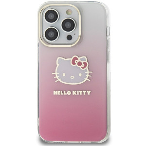 Husa Originala HELLO KITTY hardCarcasa IML Gradient Electrop Kitty Head HKHCP15LHDGKEP pentru Iphone 15 Pro Roz - Img 2