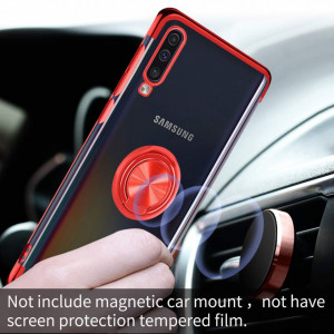 Husa Samsung Galaxy A70 | A70s din Silicon transparenta cu Inel Rotativ si Margini Rosii - Img 3