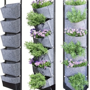 Jardinieră verticală cu 6 buzunare – Suport modern pentru plante decorative și ierburi aromatice, TMRY103137 - Img 8