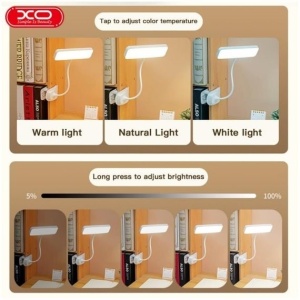 Mini Lampa birou, reincarcabila, conectare USB, 3 culori, 800MAh, Alb, AD2975 - Img 5