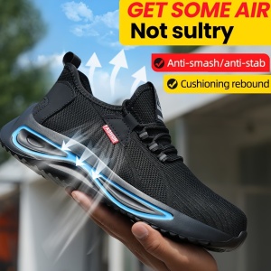 Pantofi de siguranță cu vârf din oțel și talpă anti-înțepare – model sport, negru cu albastru, TMXP128273 - Img 4