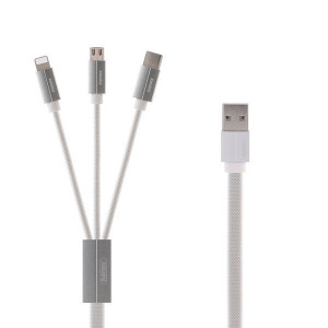 REMAX Cablu Kerolla RC-094th 3 in 1 - USB to Micro USB, Tip C, Lightning - White - Img 3