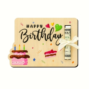 Set 4 Clipuri din lemn pentru bani – Mesaje „Happy Birthday”, TMXY401938 - Img 7