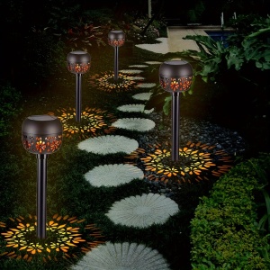 Set 4 lămpi solare LED tip torță pentru grădină – Iluminat decorativ cu efect de proiecție, TMQY381581 - Img 7