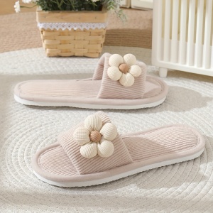 Slapi de casă confortabili, cu model floare, pentru femei, TMAW1229748 - Img 2