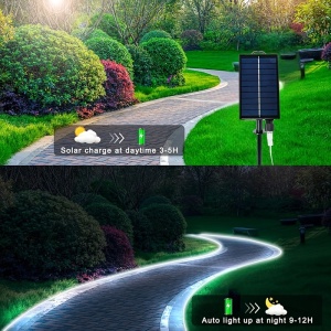 Bandă de lumină solară flexibilă pentru exterior – Iluminat decorativ cu telecomandă, TMCE336289 - Img 8