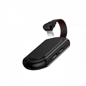 Baseus Adaptor Gamo L47 - Lightning male to 2xLightning + jack 3,5mm female - 2A (CALL47-01) negru