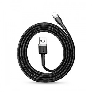 Baseus Cablu Cafule - USB to Lightning - 2,4A 0,5 metru (CALKLF-AG1) Negru-grey