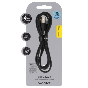 Cablu împletit Blavec Candy - USB la Tip C - PD 60W, 3A, 1 metru, Apple CarPlay/Android Auto (CCA-UC3B10) Negru, MGKABAV1761 - Img 5