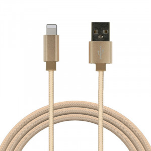 Cablu TYPE 1 - USB to Lightning - metal plugs QC 3.0 1 metre gold