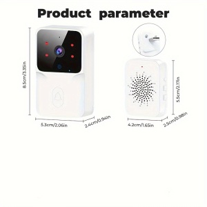 Camera inteligenta WiFi pentru sonerie, interfon bidirectional, video HD, vedere nocturna imbunatatita, sistem de securitate cu schimbarea vocii, reincarcabila, alimentata prin USB, 36 V max, baterie de 800 mAh, PMMN332841 - Img 2