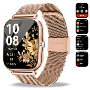 Ceas Smartwatch pentru barbati si femei, curea metalica, TMKY10092037-ROZE
