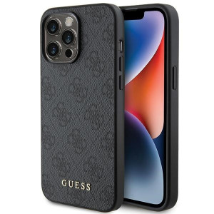 Husa Originala GUESS HardCarcasa 4G Metal Auriu Logo GUHCP15LG4GFGR pentru Iphone 15 Pro Grey - Img 3