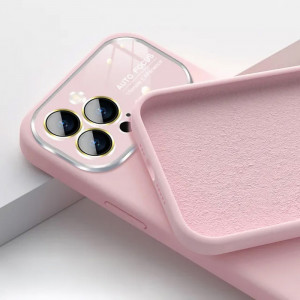 Husa Soft Silicone Lens pentru Iphone 15 Plus light Roz