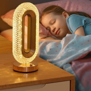 Lampa Diamond Crystal LED Smartix Touch control, 3 temperaturi de culori, Pentru masa, Reincarcabila prin USB, Auriu, AD2332 - Img 4
