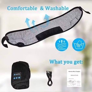Masca de dormit Smartix cu Casti Wireless Stereo, Bluetooth 5.0, Negru, AD2026 - Img 2