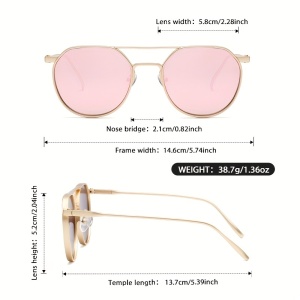 Ochelari de dama cu lentile roz gradient, rame metalice aurii, TMAU2395322 - Img 2
