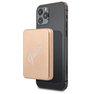 Original Power Bank - GUESS GUPBMSVSLG 3000mAh with induction charging 5W MagSafe - Auriu - Img 3