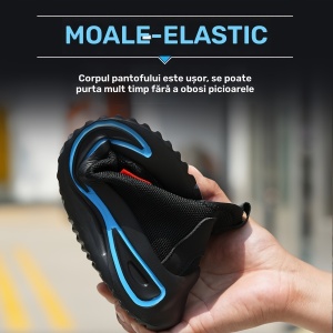 Pantofi de siguranță cu vârf din oțel și talpă anti-înțepare – model sport, negru cu albastru, TMXP128273 - Img 5