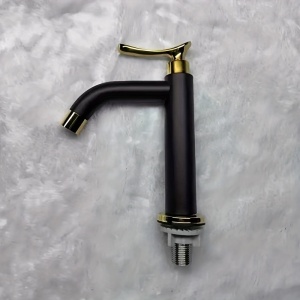 Robinet Modern pentru chiuveta baie, Finisaj Negru și Auriu, Oțel Inoxidabil 304 cu Placare Cromată și Miez din Cupru, TMUU2063366 - Img 5