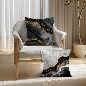 Set 4 huse pentru perne, model marmorat, cu fermoar, 45x45 cm, PMCD127834 - Img 7