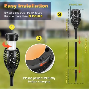 Set lămpi solare LED tip torță cu efect de flacără – Iluminat ambiental pentru grădină, TMVE476241 - Img 5