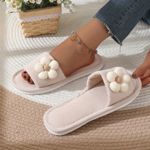 Slapi de casă confortabili, cu model floare, pentru femei, TMAW1229748 - Img 3
