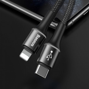Baseus Cablu Halo - Tip C to Lightning - PD 18W 1 metru (CATLGH-01) Negru