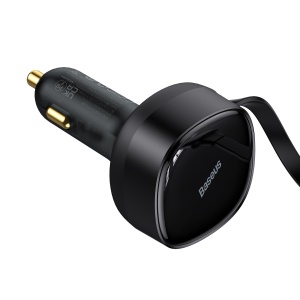 Baseus Car Charger Enjoyment Retractable 2 in 1 - Type C + Lightning - 30W (CGTX000001) Negru, MGŁAD001546 - Img 8