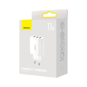 Baseus Compact Incarcator Priza - 3xUSB - 17W (CCXJ020102) white - Img 6