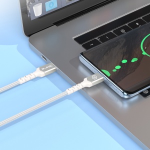 Blavec Cable Raptor braided - Type C to Lightning - PD 20W 2,4A 0,25 metres (CRA-CL24WS025) white-silver, MGKABAV1664 - Img 2