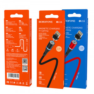Cablu Borofone BU16 Skill magnetic - USB to Lightning - 2,4A 1,2 metri rosu
