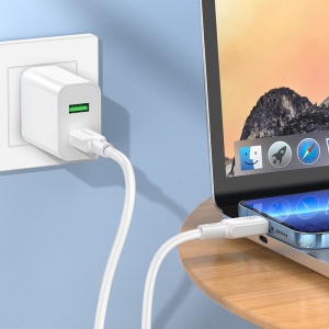 Cablu Borofone BX94 Crystal color - Type C to Lightning - PD 20W 1 metre white - Img 2