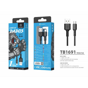 Cablu USB Tip C 2.4A 1.5 M negru, PMTF057343