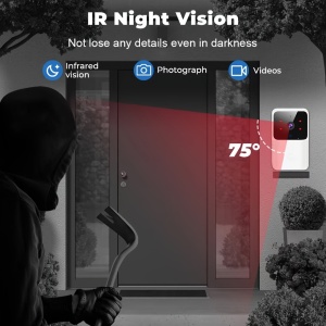 Camera inteligenta WiFi pentru sonerie, interfon bidirectional, video HD, vedere nocturna imbunatatita, sistem de securitate cu schimbarea vocii, reincarcabila, alimentata prin USB, 36 V max, baterie de 800 mAh, PMMN332841 - Img 3