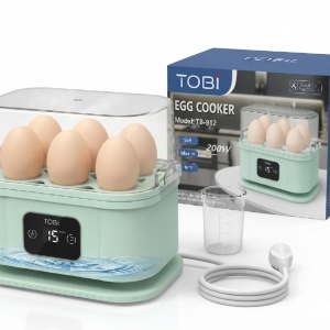 Fierbător electric pentru ouă TOBI, afișaj digital, capacitate 6 ouă, design modern verde mentă, pahar gradat și cablu incluse, BZWW42614