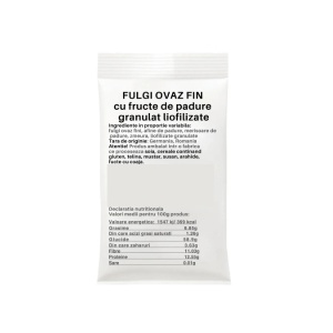 Fulgi de ovaz fini cu fructe de padure granulate liofilizate - 50 g - Img 2