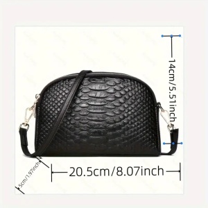 Geanta pentru femei din piele naturala, cu model Crocodil, curea detasabila, PMNV65832 - Img 2