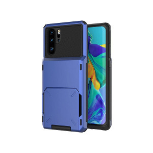 Husa Huawei P20 - Book Type Card Holder, albastru, HWP20-007
