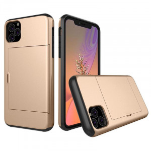 Husa iPhone 11 Pro Auriu Antisoc Cu Buzunar Pentru Card