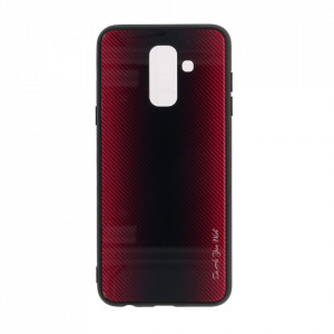 Husa pentru Samsung Galaxy A6 PLUS (2018) - Husa Pro Shield Sticla Rosu cu Efect Gradient