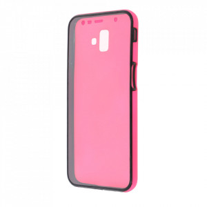 Husa Samsung Galaxy A5 (2018) - 360 Fully cu Spate din Policarbonat si Folie din Silicon - Roz - Img 2