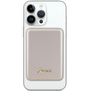 Original Power Bank - GUESS GUPBM5ALGSGD 5000mAh 15W MagSafe Metal Script Logo - Gold