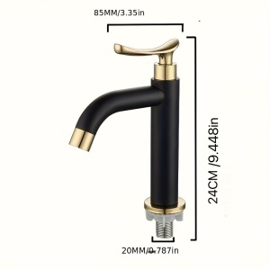Robinet Modern pentru chiuveta baie, Finisaj Negru și Auriu, Oțel Inoxidabil 304 cu Placare Cromată și Miez din Cupru, TMUU2063366 - Img 2